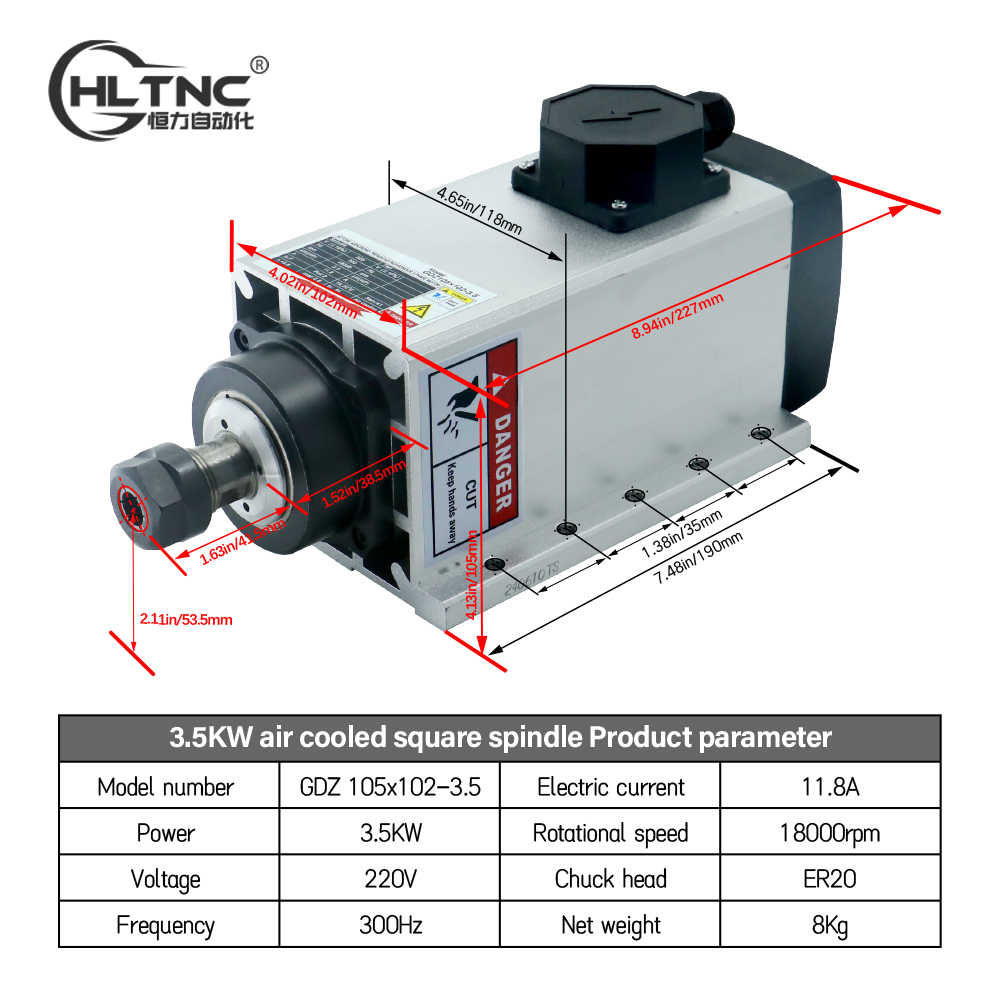 3.5KW ER20 220VSquare Fly-edge - Cnc Spindle Motor ulasan dan harga