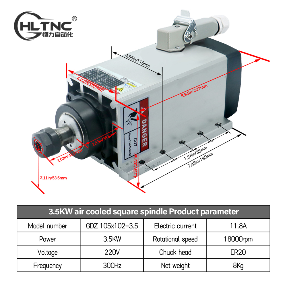 3.5KW ER20 220VSquare Fly-edge - Cnc Spindle Motor ulasan dan harga
