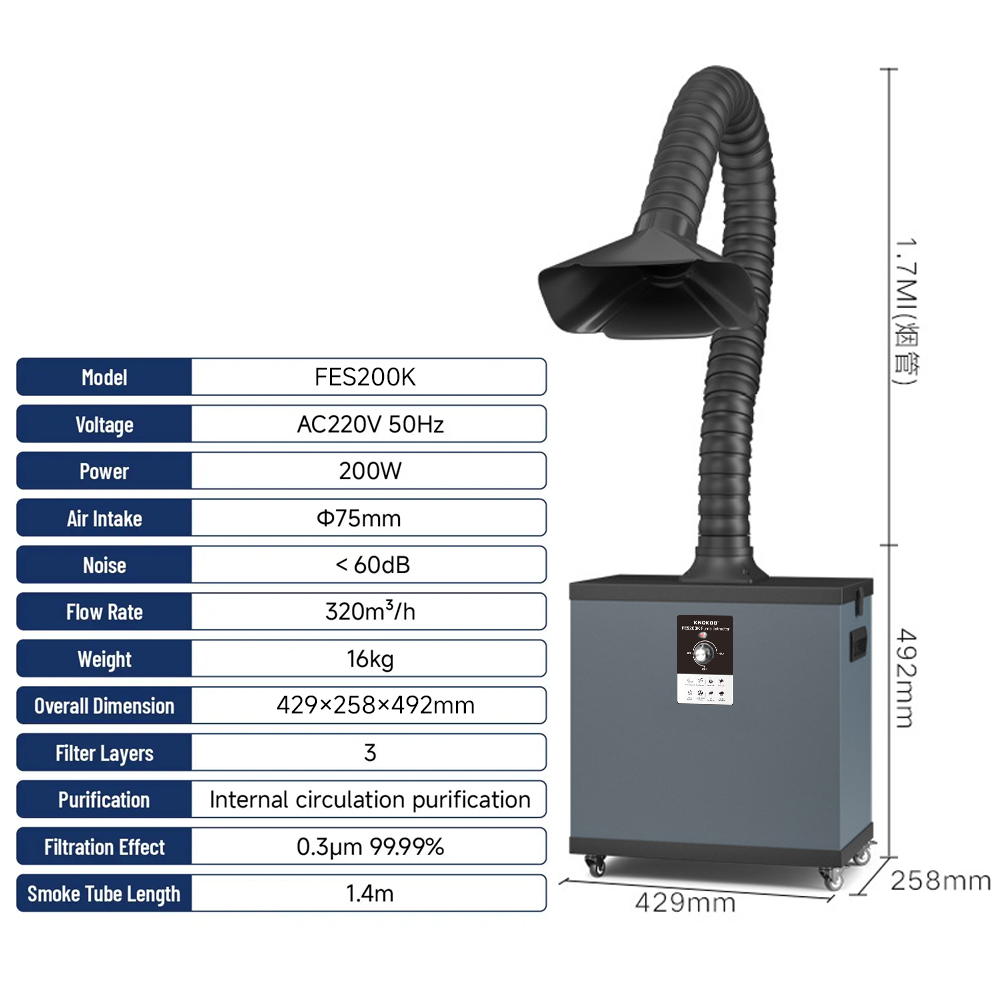 KNOKOO FES200K High Power Sold - Fume Extractor Laser ulasan dan harga
